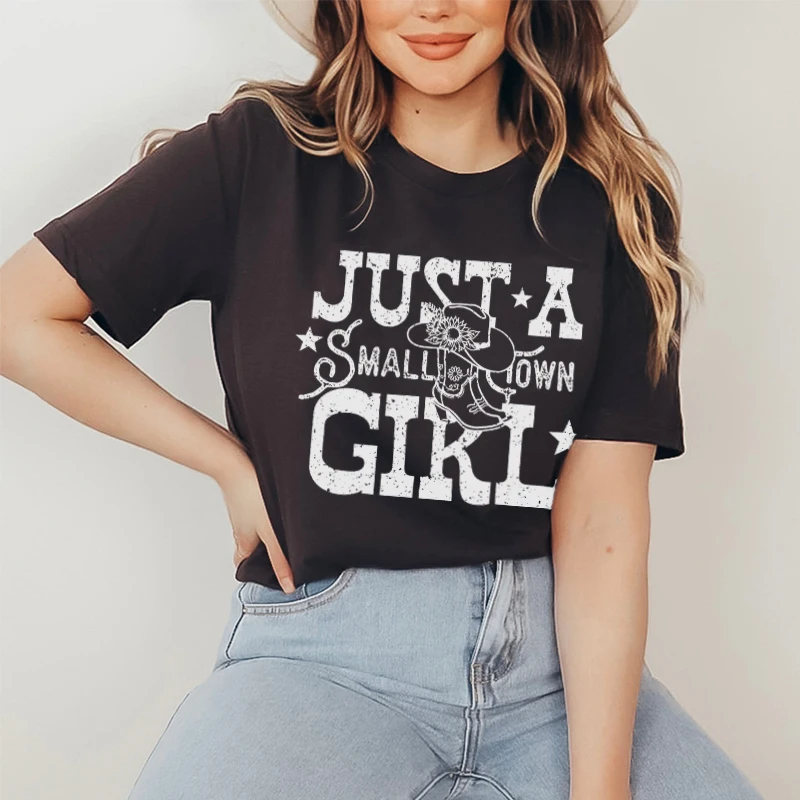 Small Town Girl Vintage Western Graphic T-Shirts Women Short Sleeve Music T Shirt Country Girl Cute Funny Tshirts Retro Tops