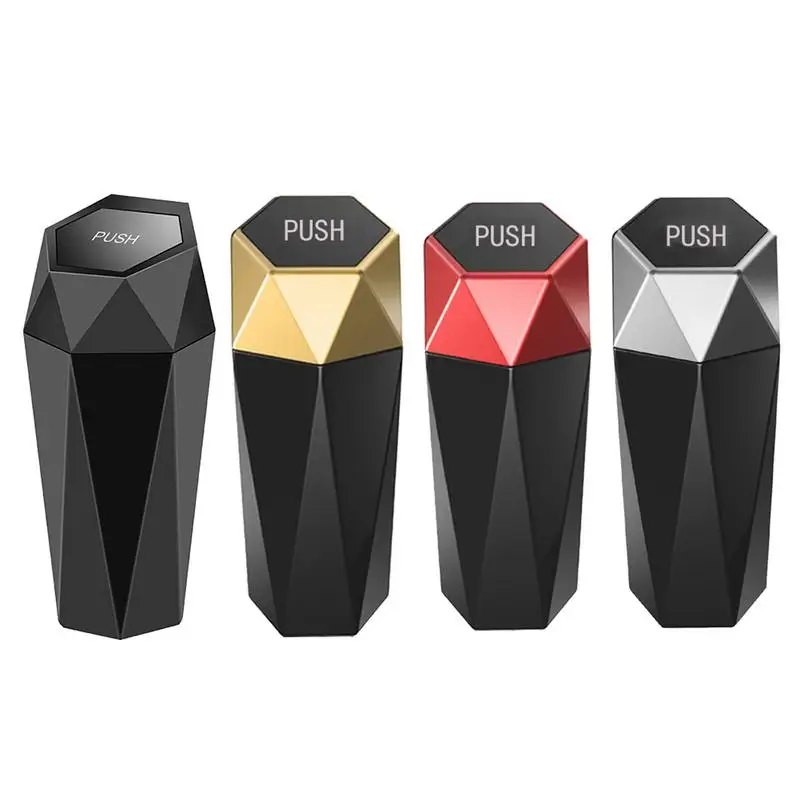 Auto Mülleimer mit Deckel Diamant Design Auto Mülleimer tragbare Müll halter Push-Typ Mülleimer Aufbewahrung eimer für Auto Innenraum