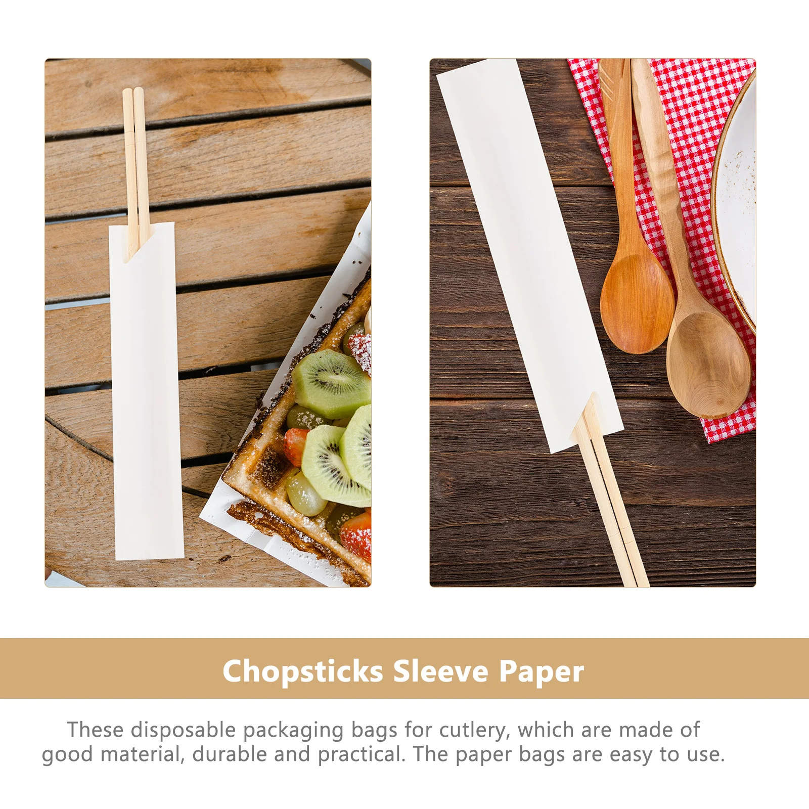 

100pcs Chopsticks Sleeve Paper Bags White Protective Cover Disposable Cutlery Travel Dining Packaging Storage Household