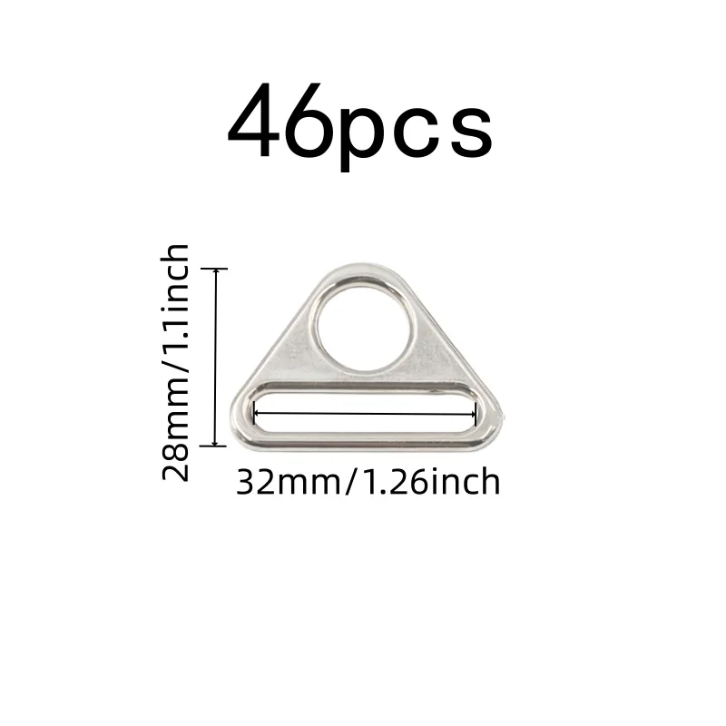 46 pcs 32mm Tri-Glide Sliders, Durable Rust Resistant, suitable for Luggage Strap Repair, Adjustable Slide Design