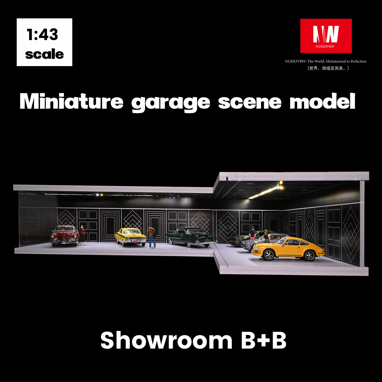 1/43 Diorama Diecast Garage Model LED Verlichting Stadsauto Showroom Parkeerplaats Scène Model Display Speelgoed