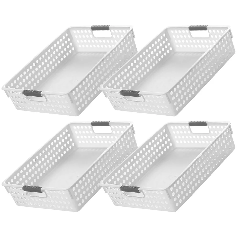 

Набор из 4 штабелируемых корзин для хранения: настольный органайзер, полые корзины для кухни, ванной, офиса, для мелких предметов