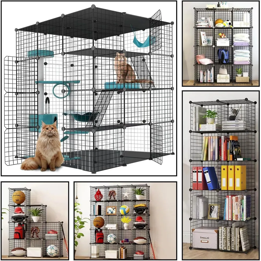 Large cat cage enclosure Indoor cat game enclosure Pet house Small animal house Removable metal wire kennel Flat noodles box