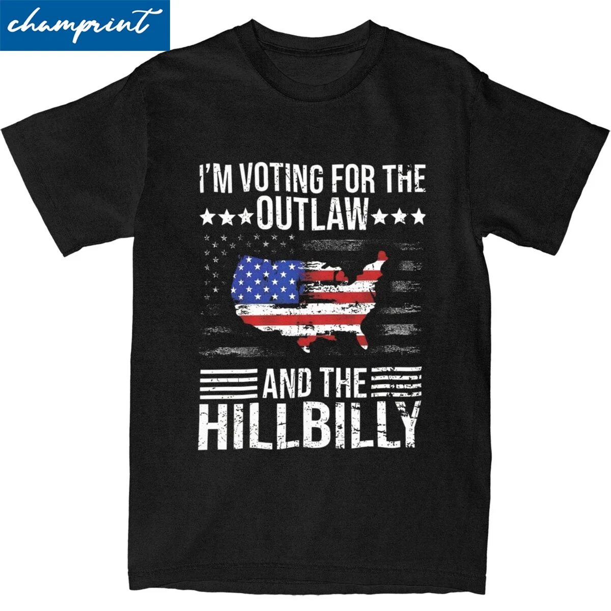 I'm Voting For The Outlaw And The Hillbilly 2024 US Flag T Shirt 100% Cotton Creative Round Collar Tee Shirt Clothes Summer