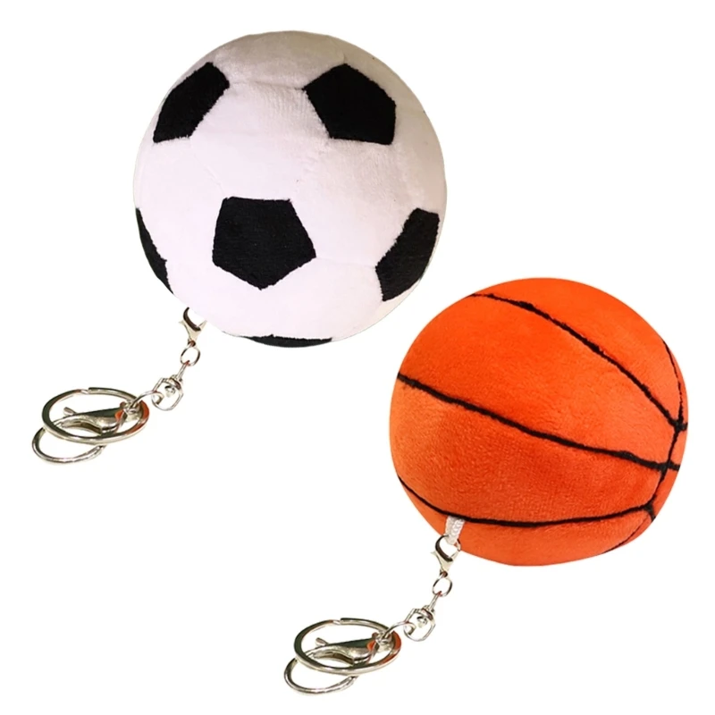 Fashion Plush Football/Basketball Charm Keychain Haning Ornament Keyring Sweet Cool Pendant Decoration for Bag Backpack