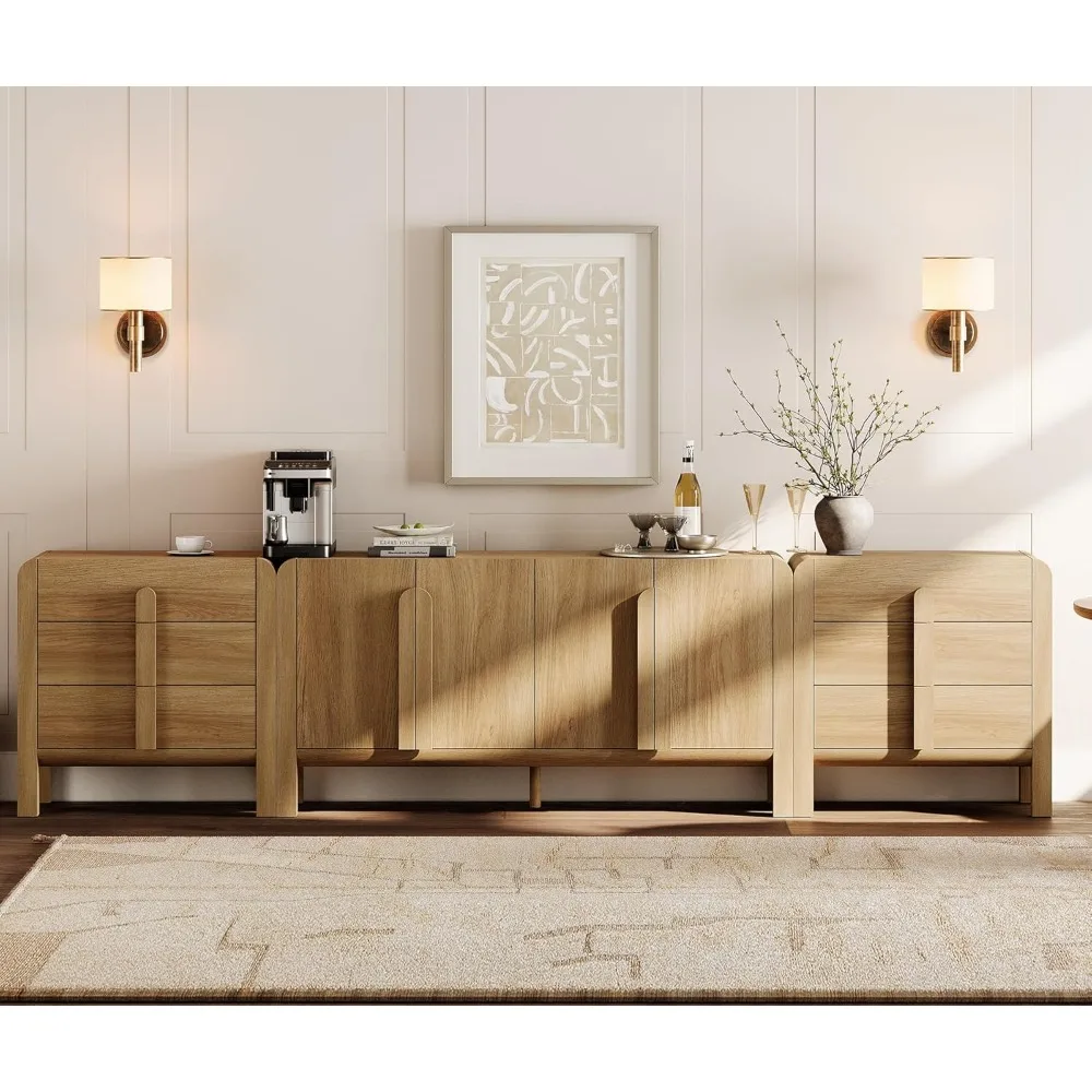 

126" W Large Sideboard Buffet Cabinet with Storage,Modern Wood Buffet Cabinet with 6 Drawers and 2 Doors,Wine Bar Cabinet