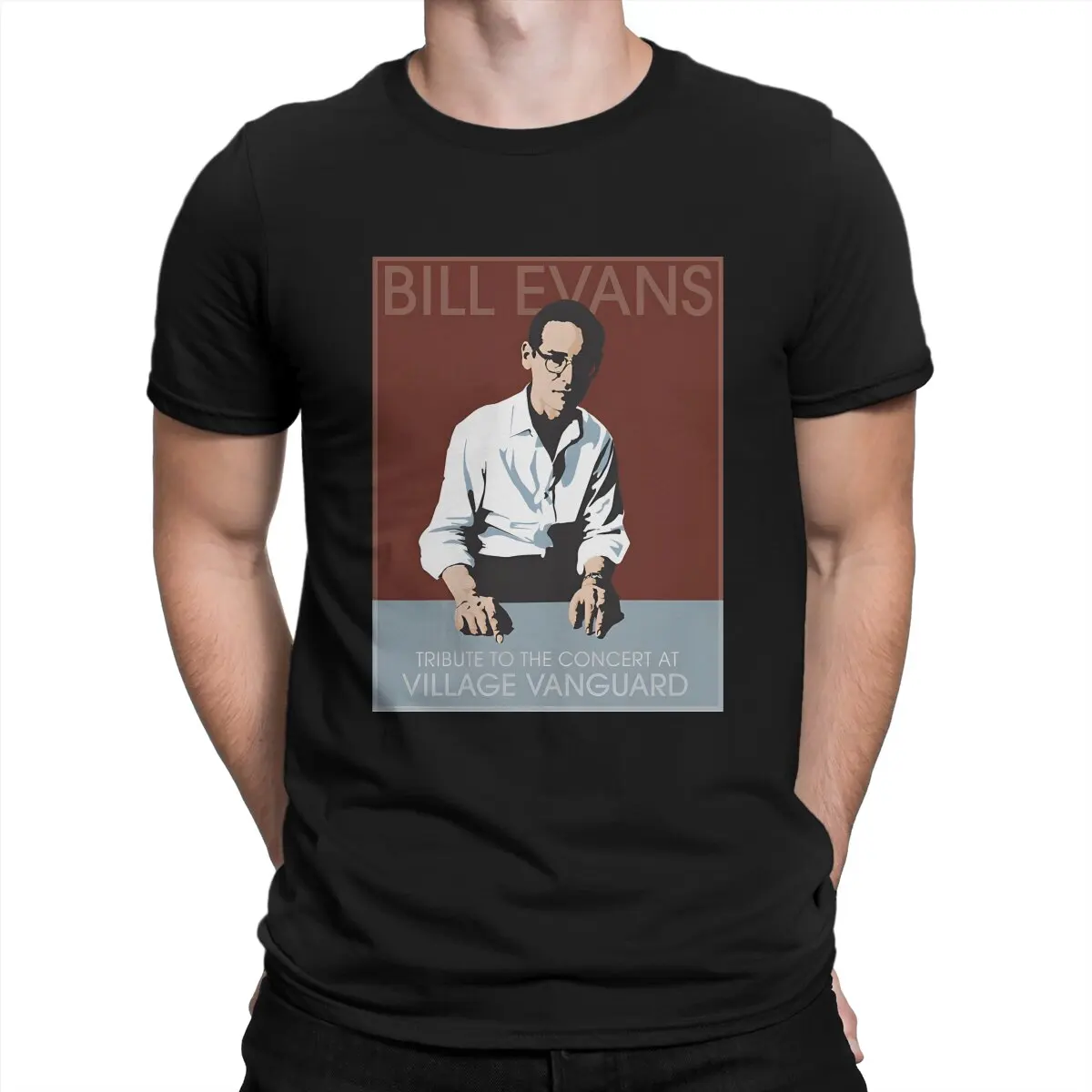 Men T-Shirt Village Vanguard Novelty 100% Cotton Tees Short Sleeve Bill Evans T Shirt Round Neck Tops Graphic