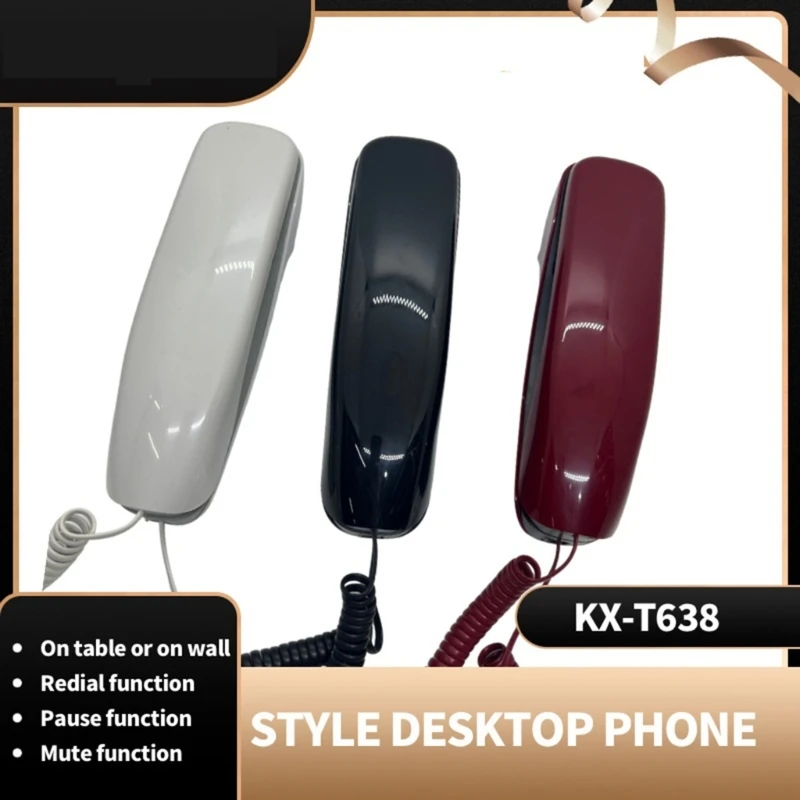 KX-T638 Mini Telephone Desk and Wall Mounted Corded Phone Home Landline Phones with Pause Mute and Redial