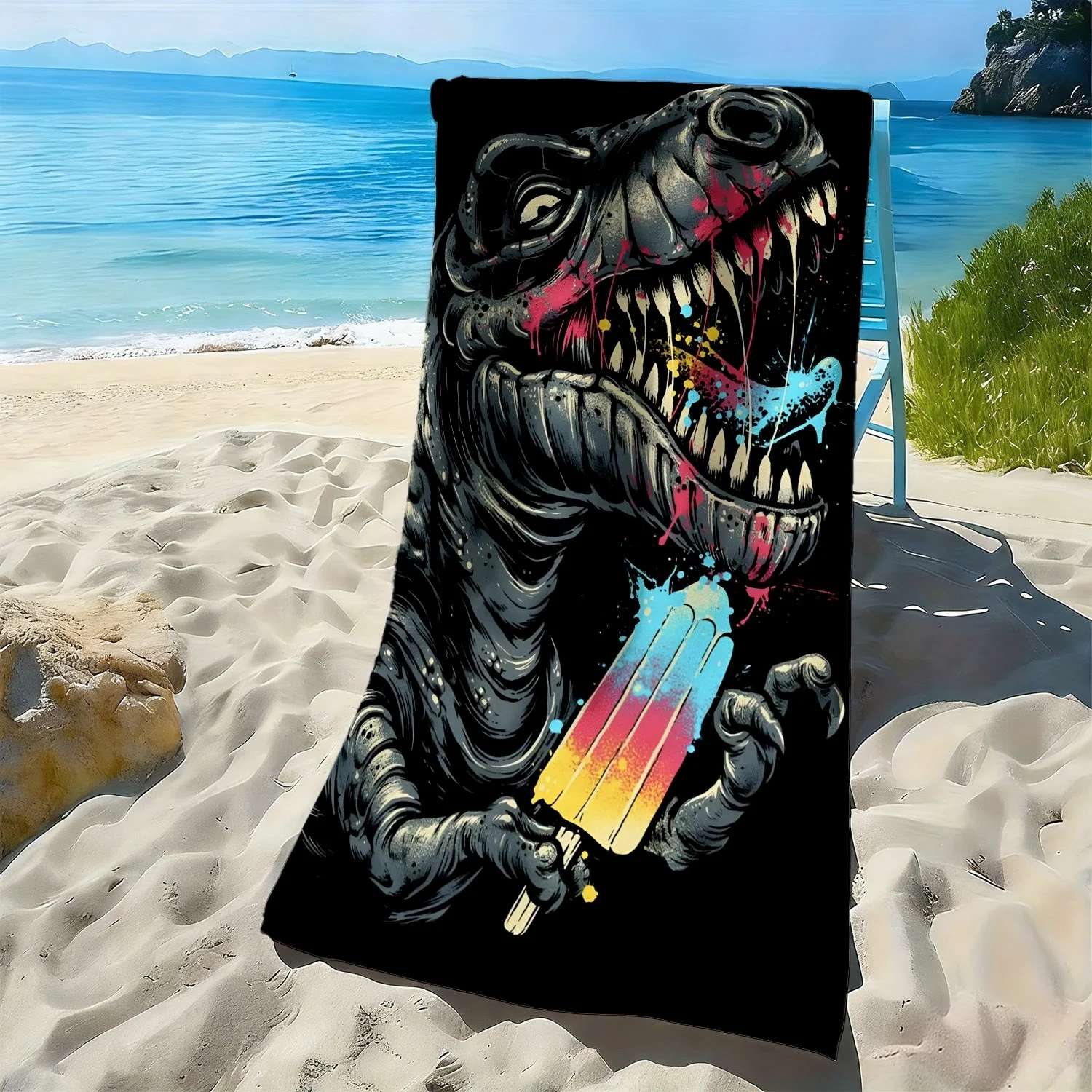 

Gorilla multi-colored ice cream bar pattern polyester microfiber beach towel is highly absorbent suitable swimming beach outings