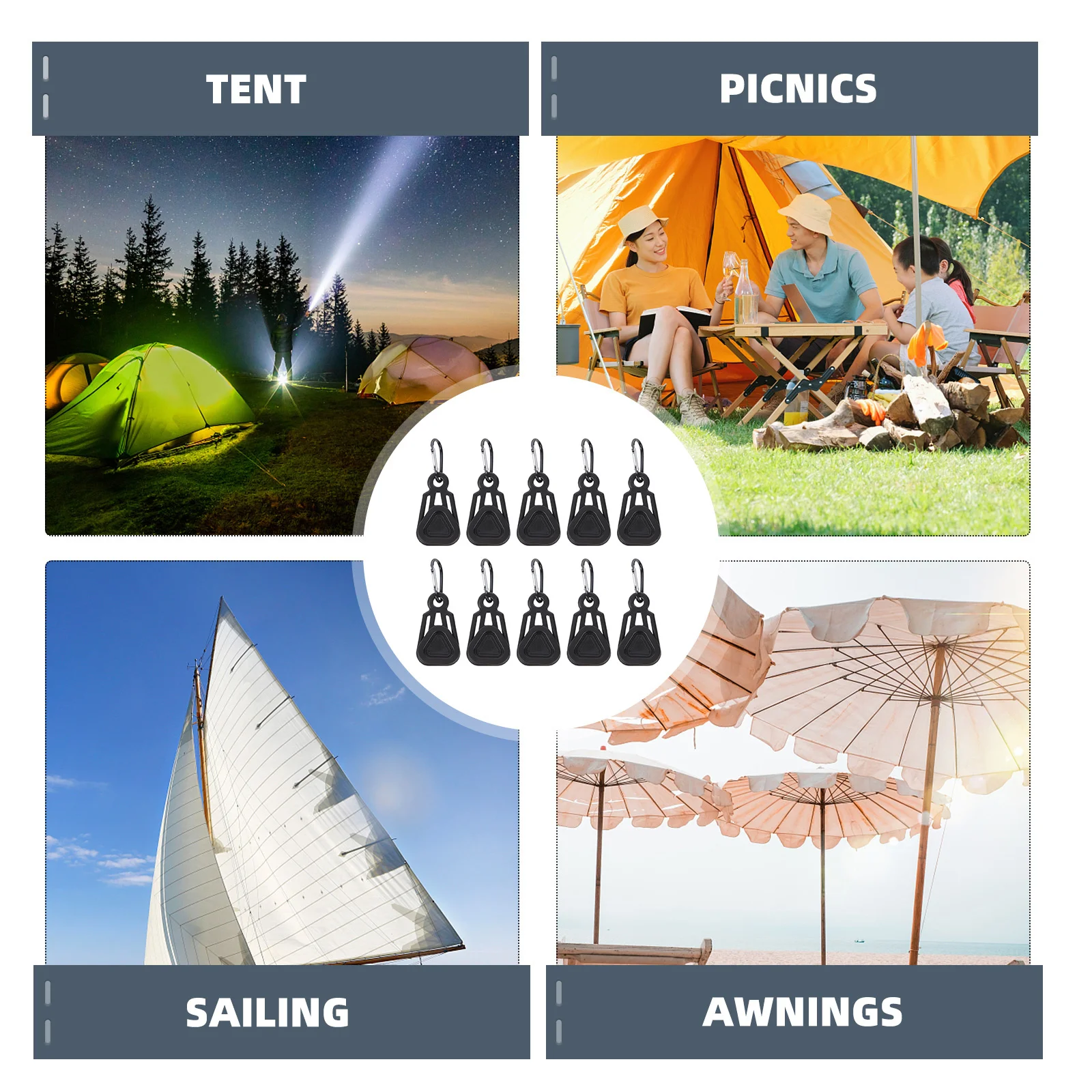 

10Sets Tent Tarp Clips Lightweight Portable Durable Outdoor Camping Awnings Clamps Hooks Tarp Clips Tent Accessories