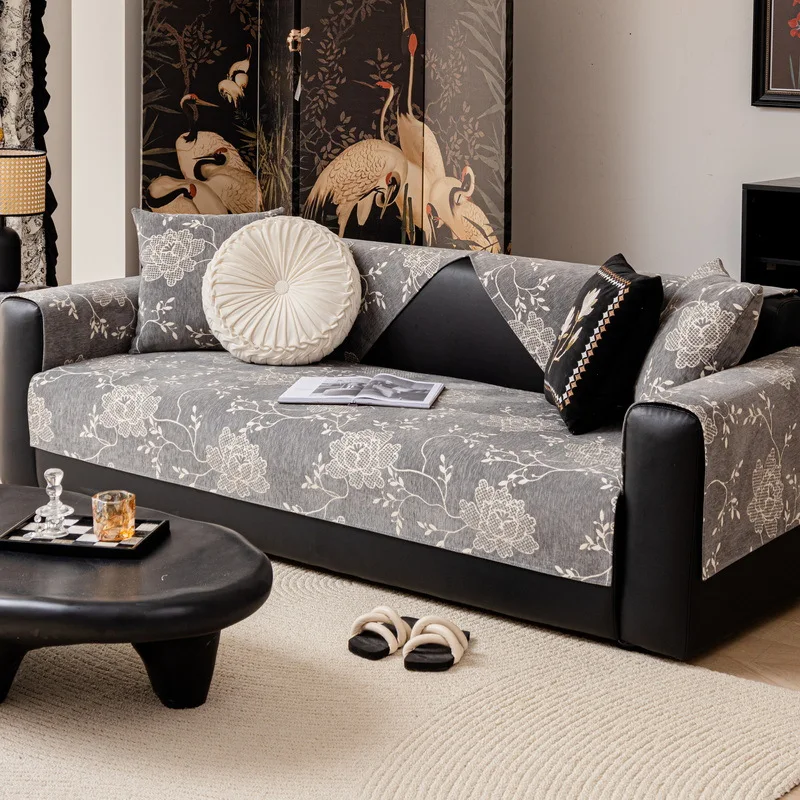EIFLOY-American Chenille Sofa Slip Covers, Non Slip, Flower Couch Chair Cover, 2, 3, 4, 5 Seater, for Living Room, All Season
