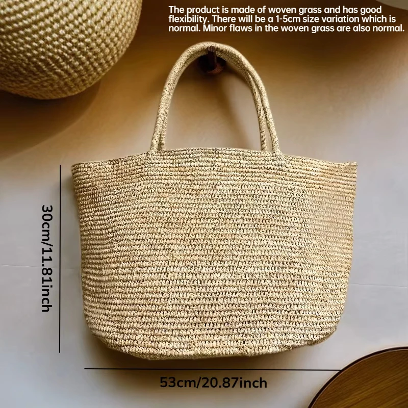 2026 New Luxury Handmade Straw Tote Bag Large Capacity Beach Bag Gift for Women Summer image 3