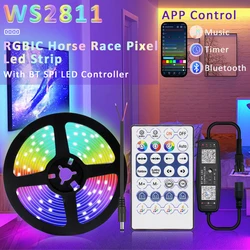 RGB Running Water Strip Light Bluetooth Control WS2811 RGBIC 60 LEDs/M DC 24V SMD5050 Chasing Effect Tape Lamp 10M 15M 20M 30M