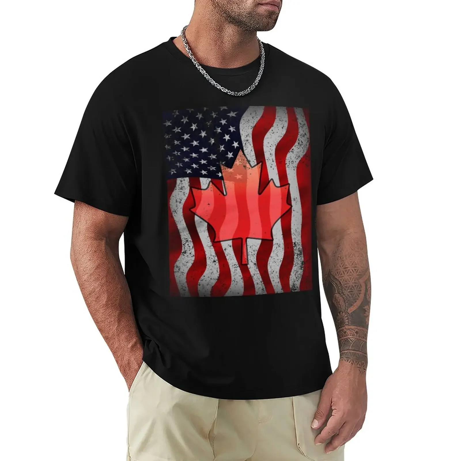 

USA And Canada T-Shirt kawaii clothes sublime customs mens big and tall t shirts