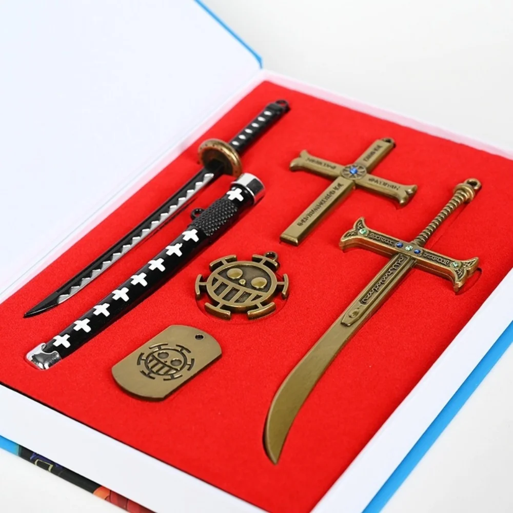 Conjunto de Modelos de Armas de Metal One Piece Anime Roronoa Zoro Luffy Dracule Mihawk Katana Figura Brinquedo Acessório Cosplay Coleções de Fãs Presentes