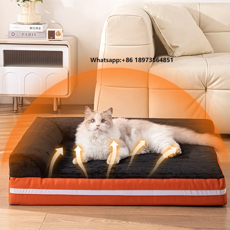 

OKKPETS Heating and Cooling Dog Beds with Air Conditioner System Washable Pet Beds with Waterproof Lining