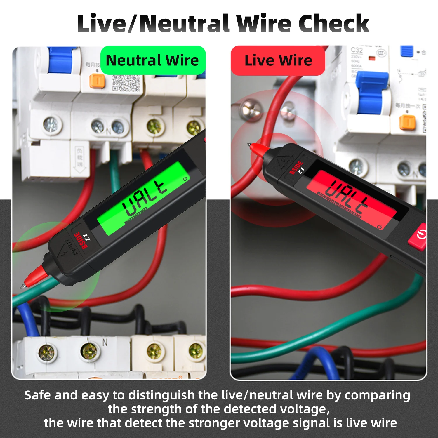 BSIDE Multi-function Digital Voltmeter DC AC Voltage Intelligent Tester Capacitance Resistance Continuity NCV Diode Multimeter