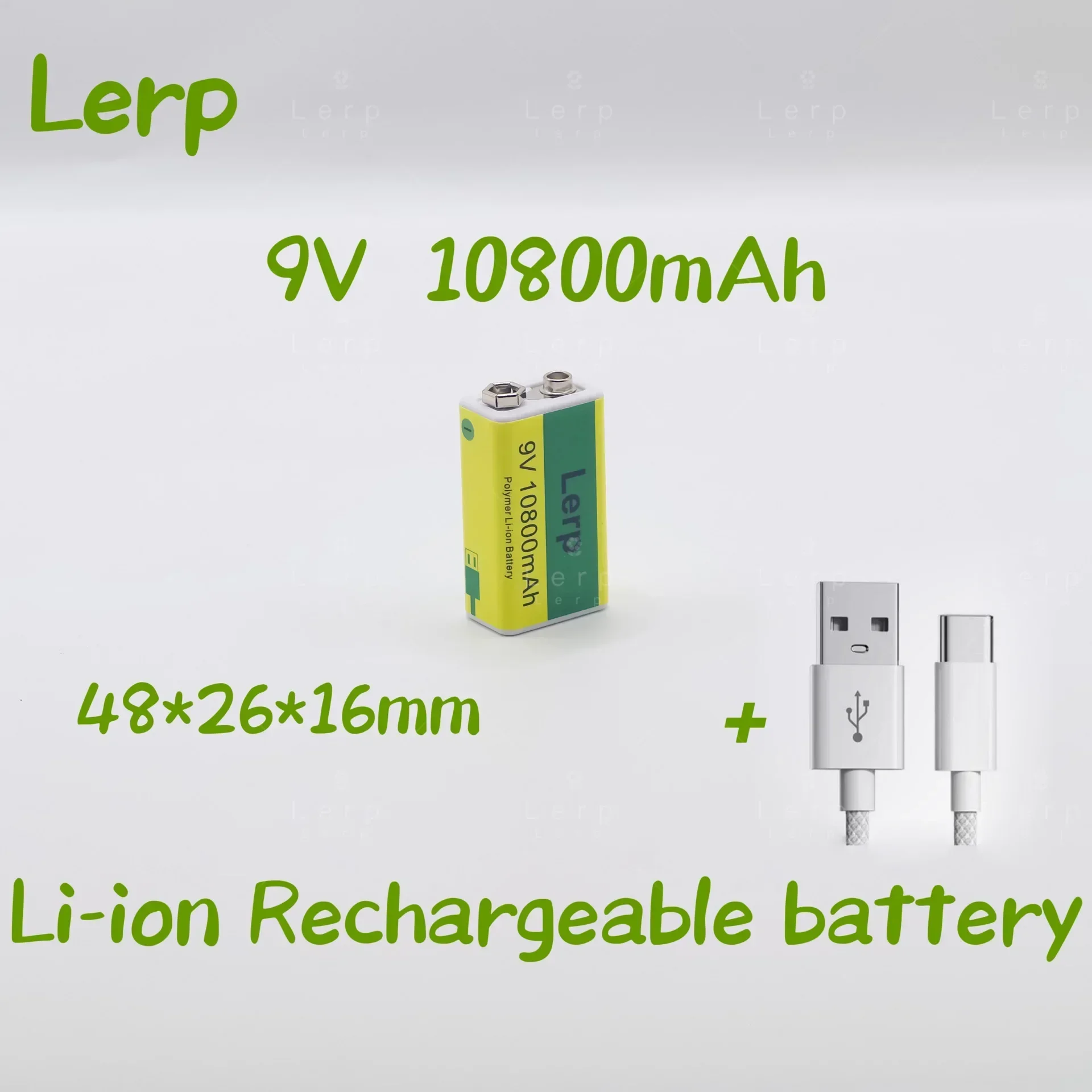 Multimeter rechargeable lithium-ion battery, 9V battery, 10800mAh, mini USB, toy, microphone, remote control, KTV use, new 2023