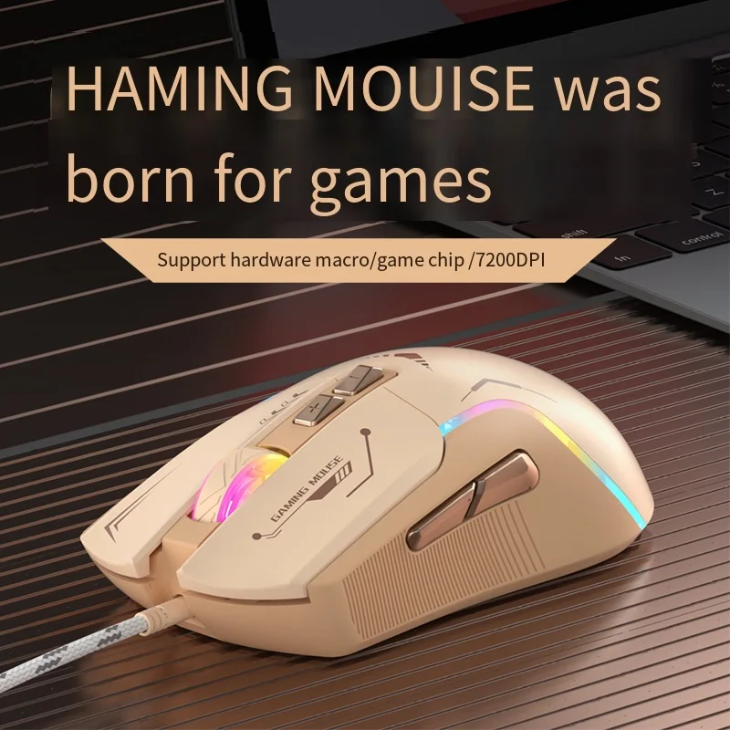 Wired Gaming Mouse RGB Light Effect Macro Program Mute 7 Buttons Eat Chicken Laptop Desktop Tablet Esports Gaming Mouse