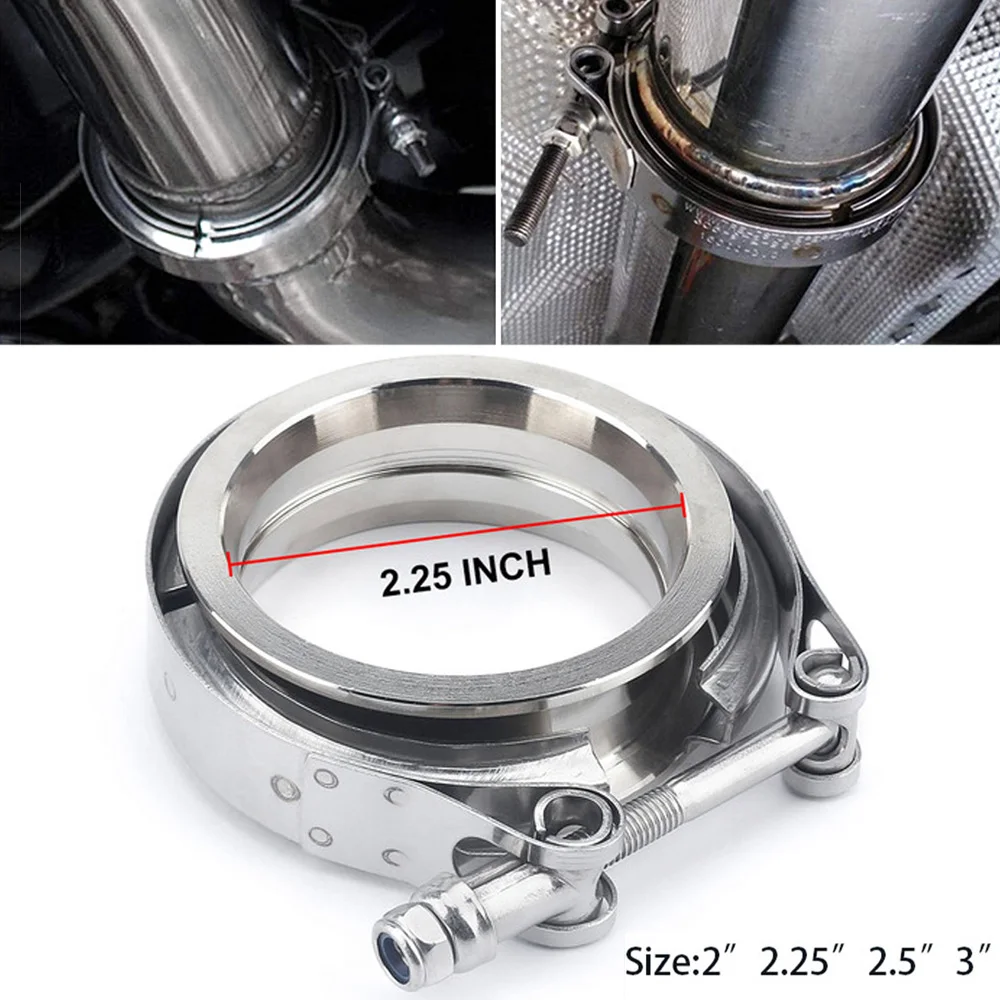 Universal 2/2.25/2.5/3 inch V-Band Clamp Flange Kit Turbo Downpipe Wastegate Steel V-band Exhaust Pipes Clamp Car Accessories