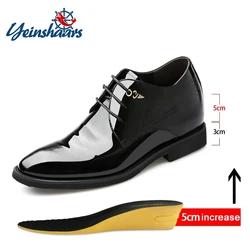 3/6/8 Cm Elevator Shoes Men Dress Shoes Patent Leather Men Heighten Formal Shoes Pointed Business Men Oxfords Suit Shoes