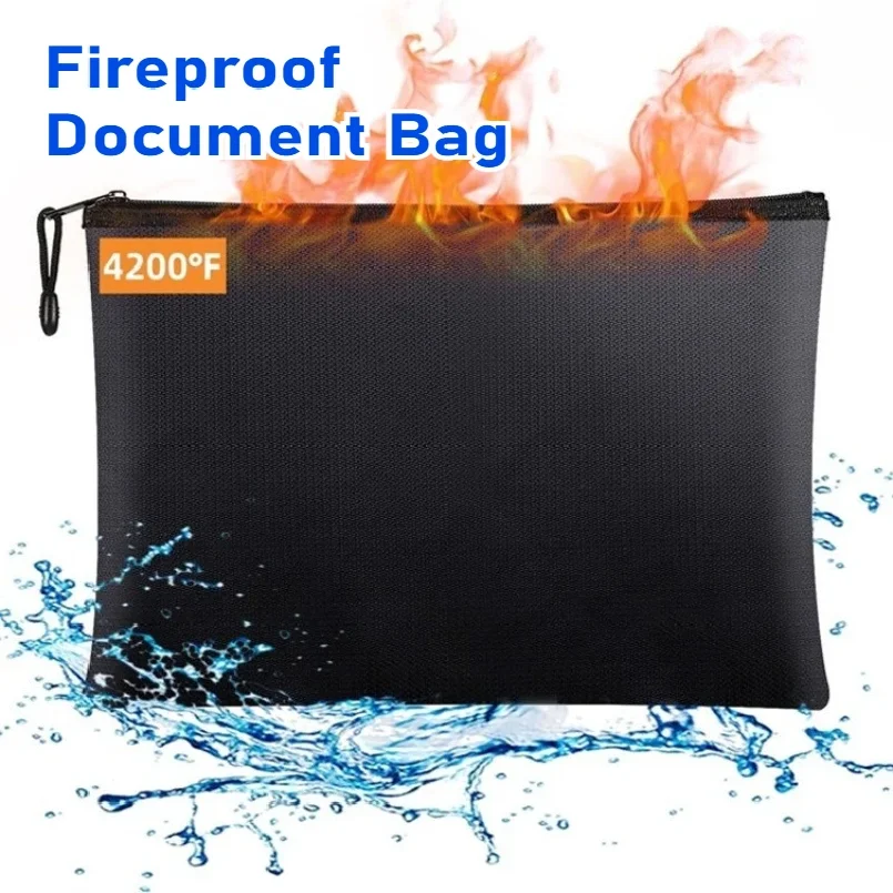 

L/M/S Size Fireproof Storage Bag Waterproof Document Bags Fire Safe Storage Pouch with Zipper Cash File Envelope Holder for H