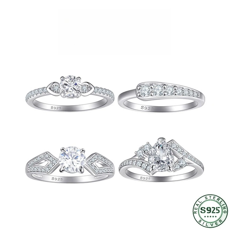Hot selling 100% s925 silver ring, women's pearl and pure silver set, light luxury, niche high-end, versatile wedding jewelry