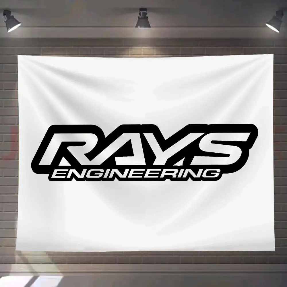 

R-RAYS Wheel Auto Parts Logo Tapestry Custom Living Bedroom Party Dormitory Interior Wall Bohemian Decoration Attached Clip