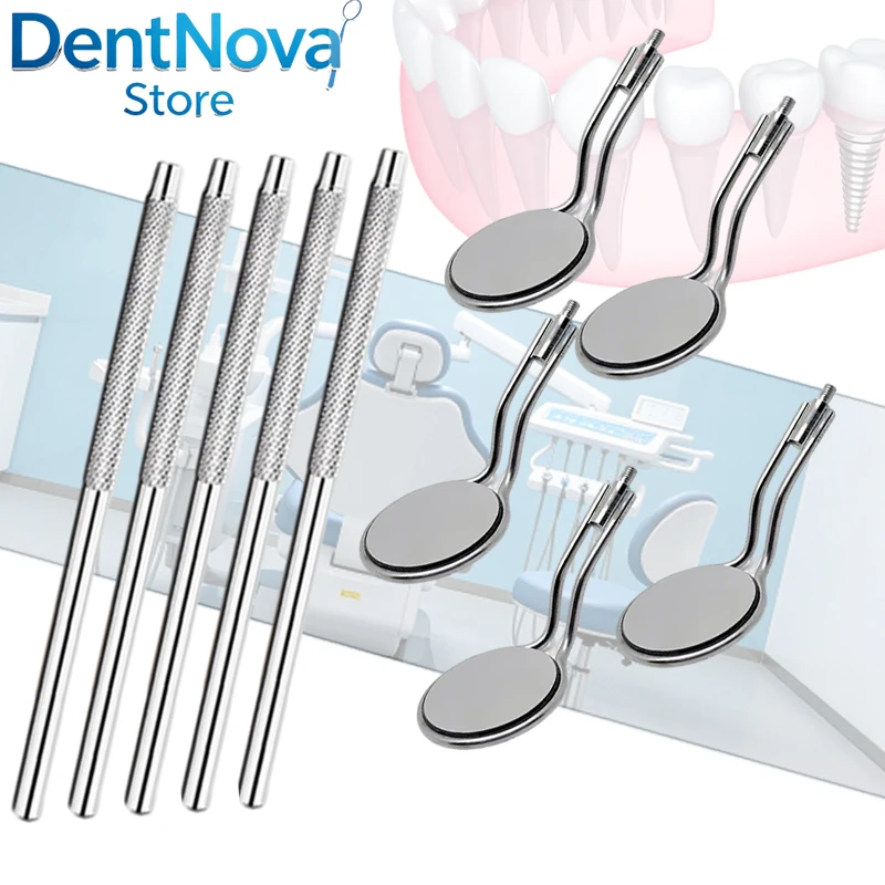 

10pcs Dental Intraoral Mirror Anti-Fog Double-Sided Stainless Steel Rhodium Plated Professional Dentist Kit