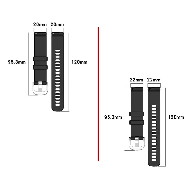 20mm 22mm Silver Buckle Silicone Strap Band For Huami Amazfit GTR mini / GTR4 GTR3 GTR2 / GTR 2 2e 3 4 42mm 47mm