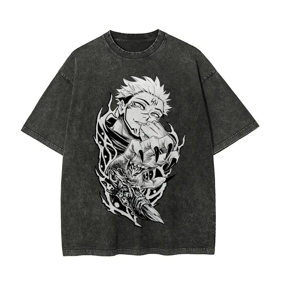 

Футболка с принтом «Коготь Рёмена Сукуны» из «Дзюдзюцу Кайсен», винтажная, с эффектом потертости, оверсайз, в стиле ретро-аниме, уличная одежда в стиле Харадзюку, с графическим принтом манги, мужская.