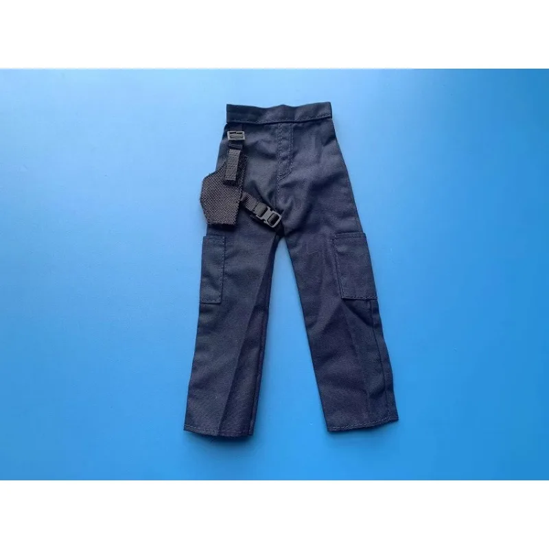 Pantaloni da tuta blu di tendenza in scala 1/6 con borsa per pistola, modello di vestiti per action figure da 12 pollici