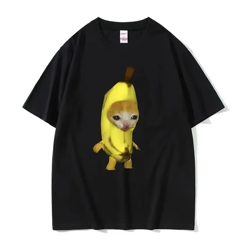 Funny Cute Banana Cat Happy Bananacat Meme Graphic Tee Shirt Summer Men Casual Short Sleeve T-shirt Unisex Cotton Oversized Tee