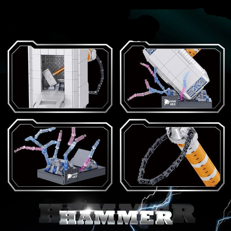 Lustige Freude 975PCS Thors Thunder Hammer Helden Spielzeug Gebäude Puzzle Block Ziegel Kind Jungen Geschenk # 01037