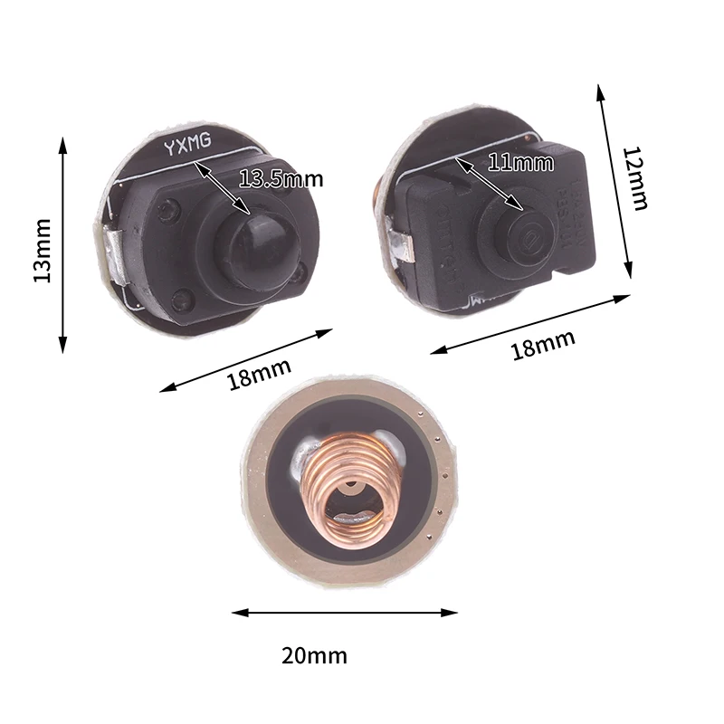Lanterna Módulo Interruptor Botão, DIY Acessórios, alta corrente, 6A, 10A, Frente e Reverso, Peças, 1Pc