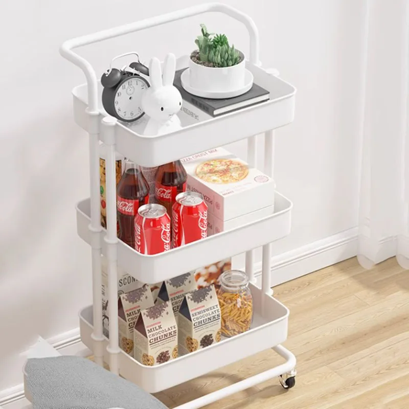 Cart Shelf Kitchen Trolley Narrow Beauty White Yellow Kitchen Trolley Utility Wheels Carro Organizador Con Ruedas Home Furniture