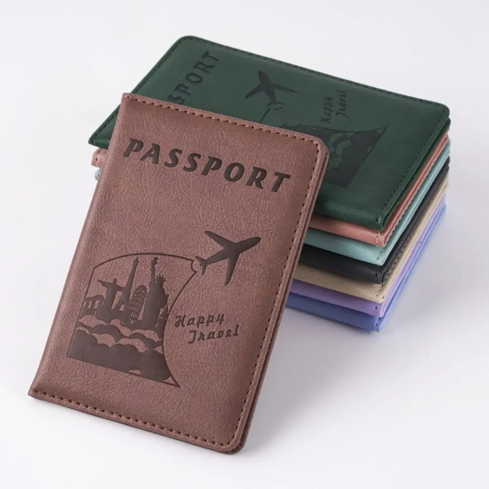 

High Quality PU Leather Passport Cover Multifunctional Portable Passport Clip Printed Passport Bag Men