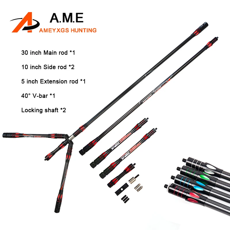 

PR634 Archery Carbon Stability System 30/10/5 Inch Carbon Sahft 40° V-bar Balance Bar Recurve Bow Shooting Compound Bow Hunting