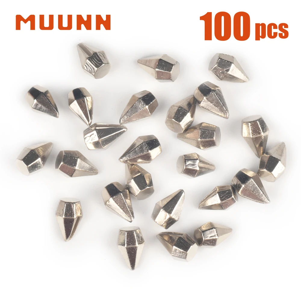 MUUNN 100PCS Tungsten Faceted  Jig Head ,  Diamond Ice Fishing Jig Without Hook 2.7mm/3.0mm/4mm/5mm/6mm DIY Winter Pike Lure