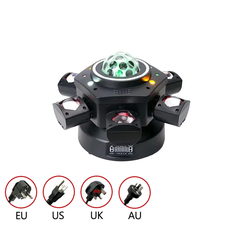 Hot Selling Six-Armed KTV Disco Moving Head Light LED RGBW Beam Voice-Activated Remote Control DMX512 IP33 150W PVC Ultra Smooth