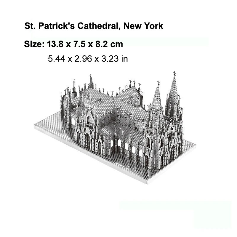 3D Metal Puzzler World renowned architecture St. Patrick's Cathedral model KITS Assemble Jigsaw Puzzle Gift Toys For Children