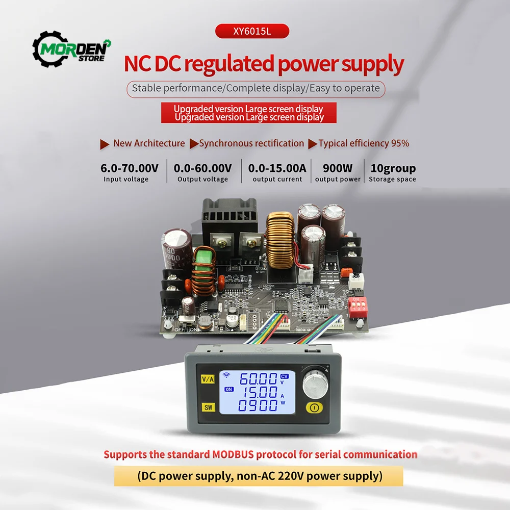 CNC 조정 가능한 DC 안정화 정전압 보드 및 정전류 스텝 다운 모듈 전원 공급 장치, XY6015L15A/900W