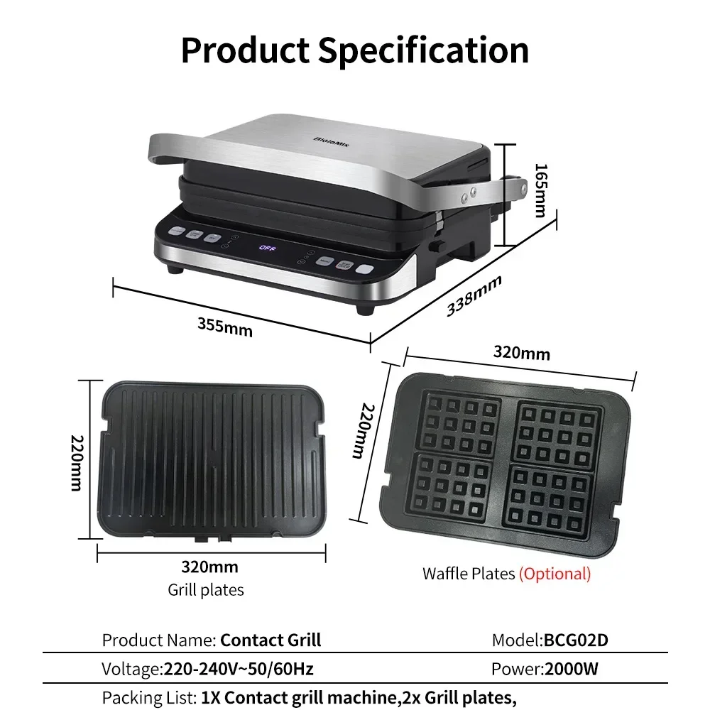 Home Steak Machine Fully Automatic Electric Fryer Electric Grill Pan Panini Machine Waffles Machine Contact Grill