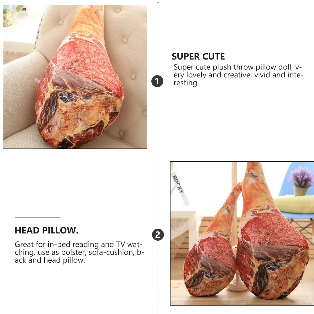 50Cm Simulated Ham Pillow Funny Creative Stuffed Food Cushion For Car Office With High Quality Pp Cotton Sofa Throw Pillow