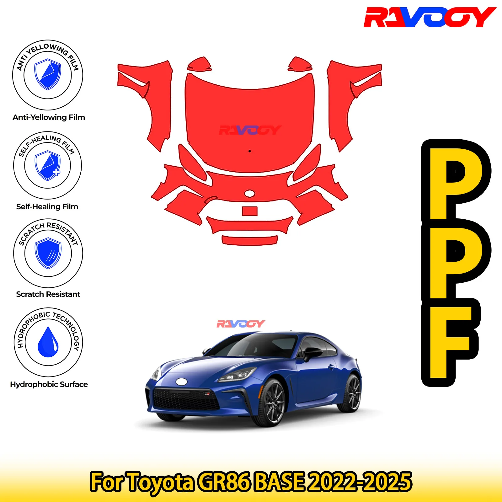 

For Toyota GR86 BASE 2022-2025 Glossy Matte Black Precut front PPF Kit Paint Protection Film