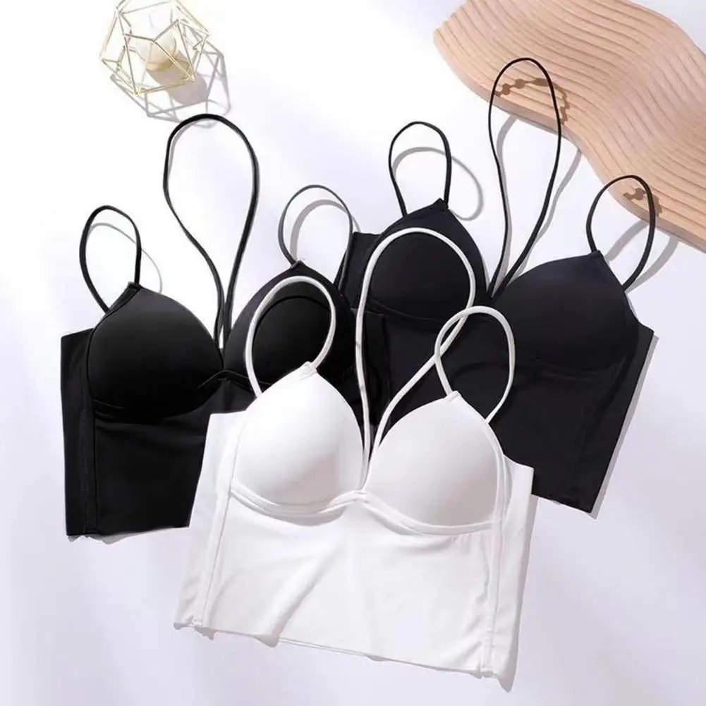 Tank Top Bra Stylish V Neck Bra Sling Tank Top for Women Adjustable Straps Cami Summer Top Versatile Tube for Yoga Wear Lady