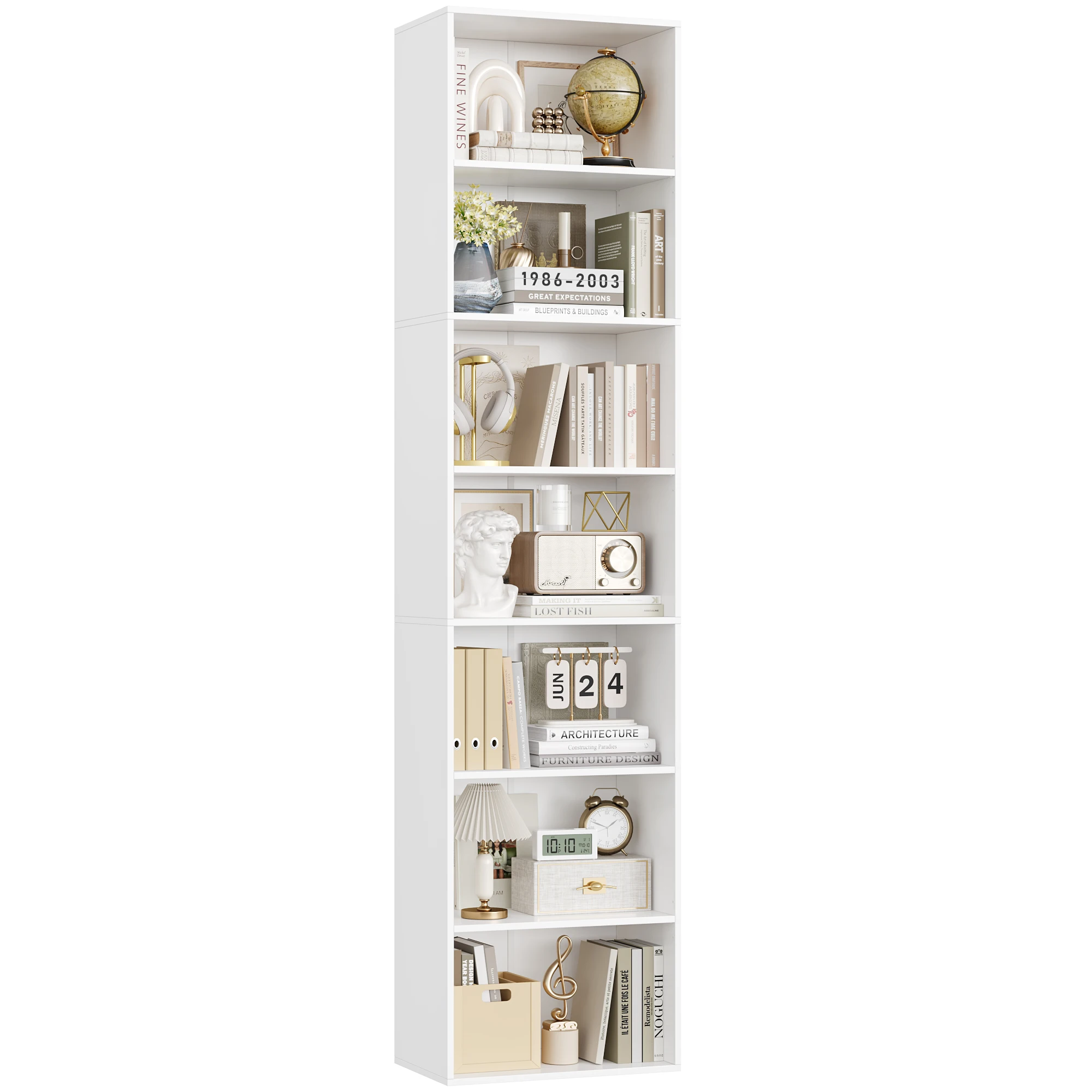 Getone 7 Tiers Bookcase Tall Bookshelf Slim Shelving Unit Storage Rack for Living Room Bedroom Home Furniture 48x30x220cm