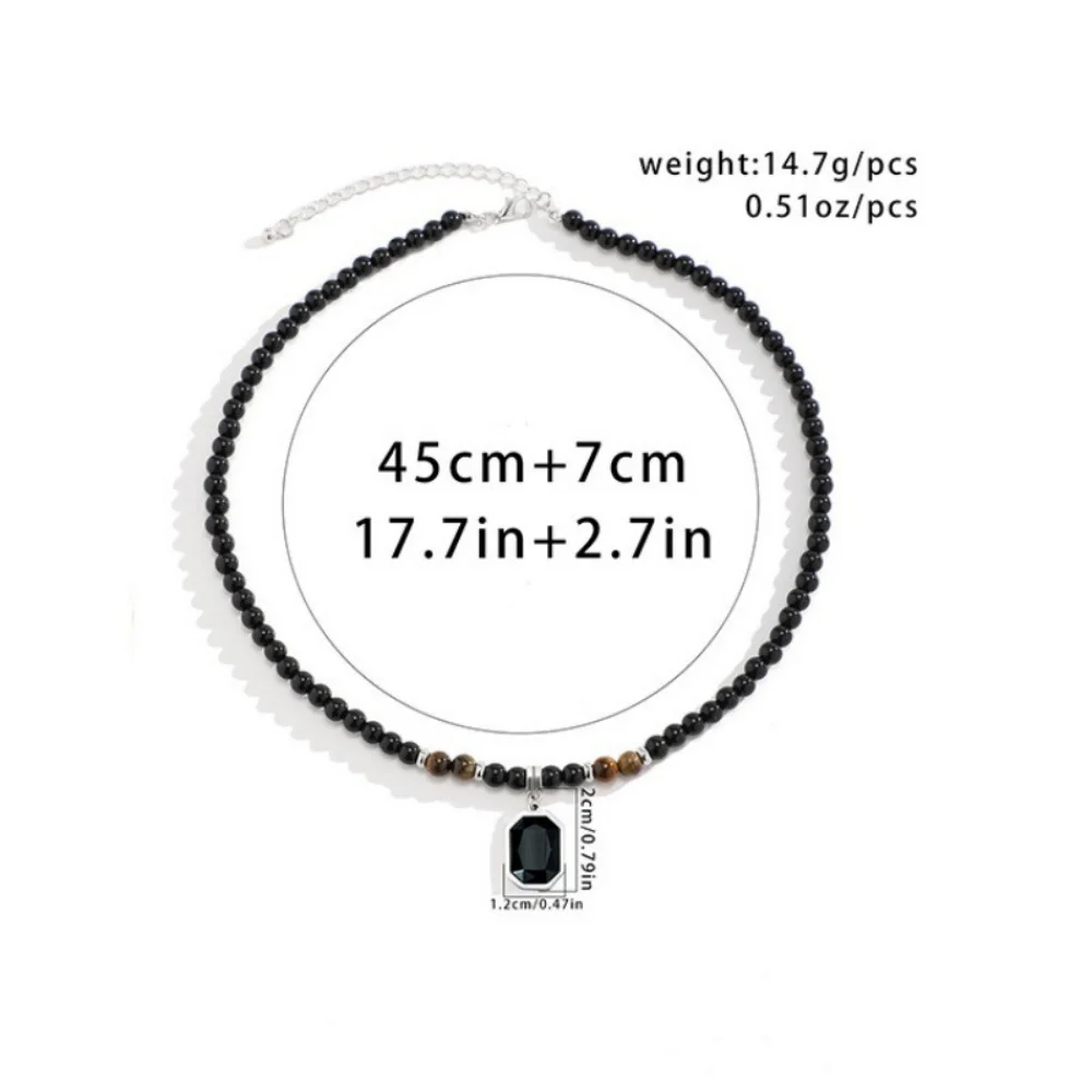 2025 Fashion Jewelry Men's Gift Retro Black Bead Formula Pendant Necklace Men's Neck Collar Fashion Accessories