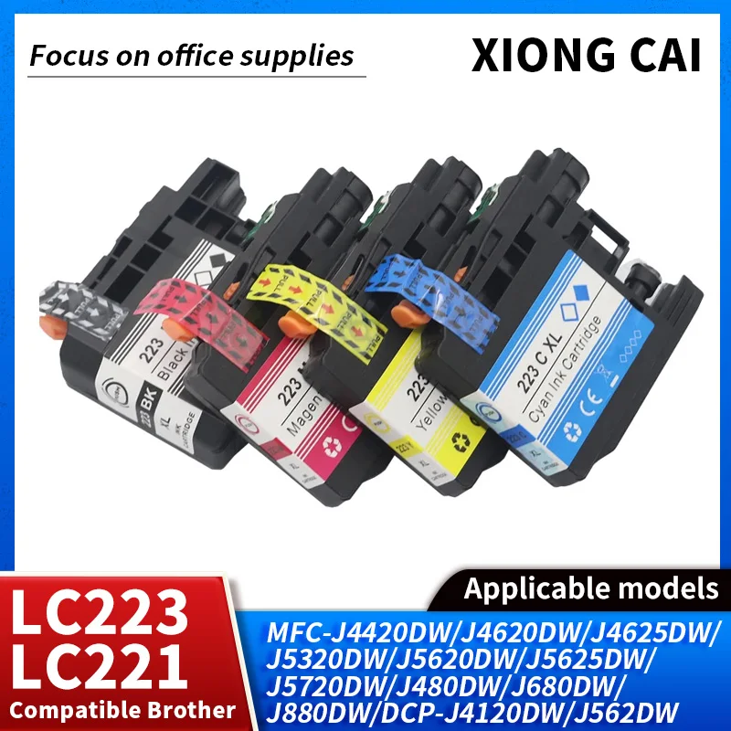 1set LC223 LC221 XL ink cartridge Compatible for Brothers MFC-J4420DW/J4620DW/J4625DW /J5320DW/J5620DW/J5625DW printer