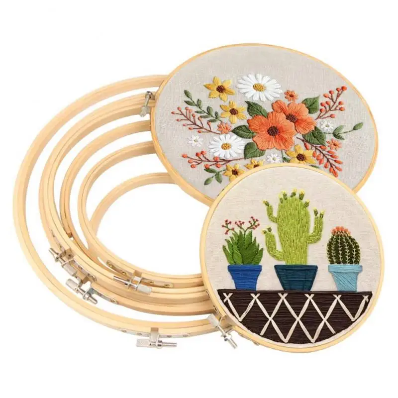 10-teiliges Bambus-Stickrahmen-Set – Kreuzstich-Bastelringe mit 9–14-teiligem Nadelset zum Selbermachen, Nähen, Heimdekoration, Geschenkverpackung – Detail 4